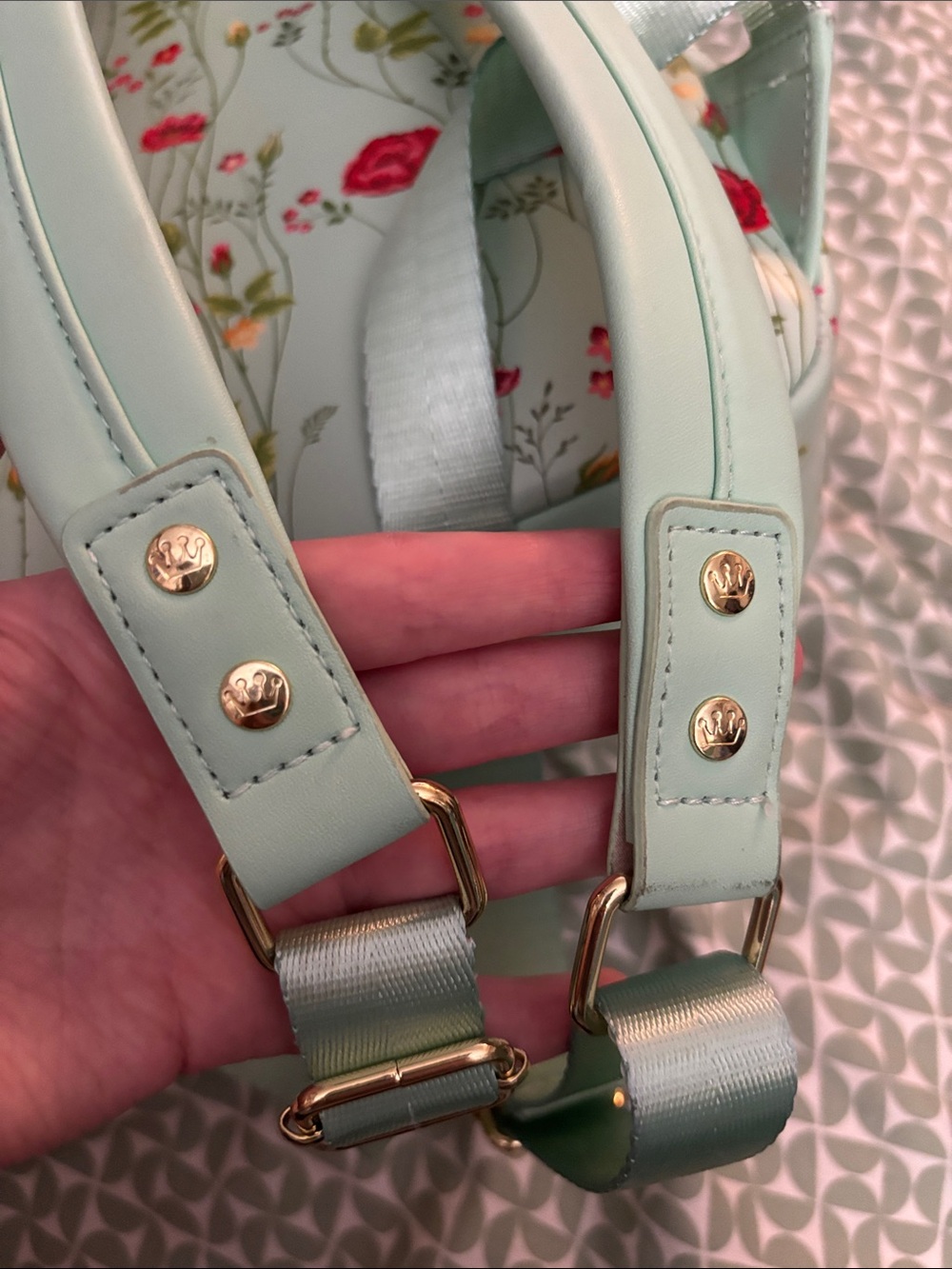 Disney Tinker Bell Floral Mini Backpack - READ DESC *BROKEN /BUSTED TOP ZIPPER* - Picture 10 of 16